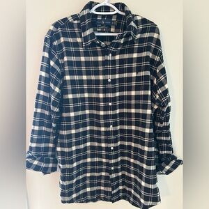 Black and White Plaid Button-Up Shirt from POLO